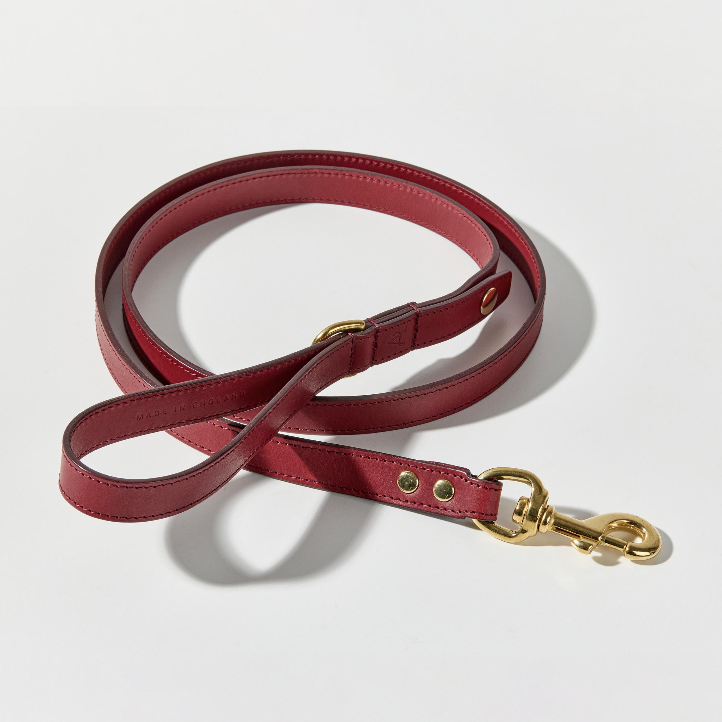 Leather Dog Leash – Red