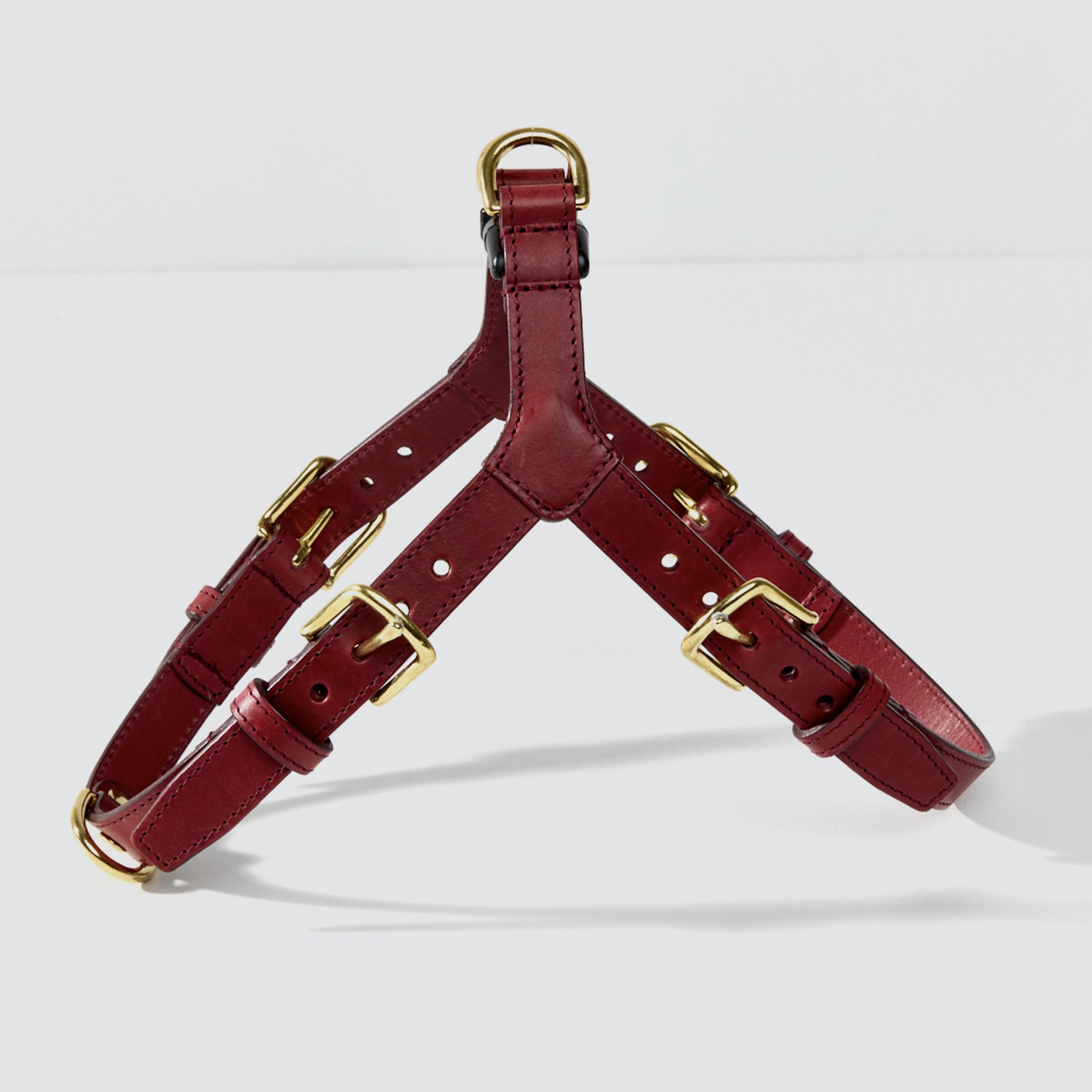 One-click Leather Dog Harness – Red
