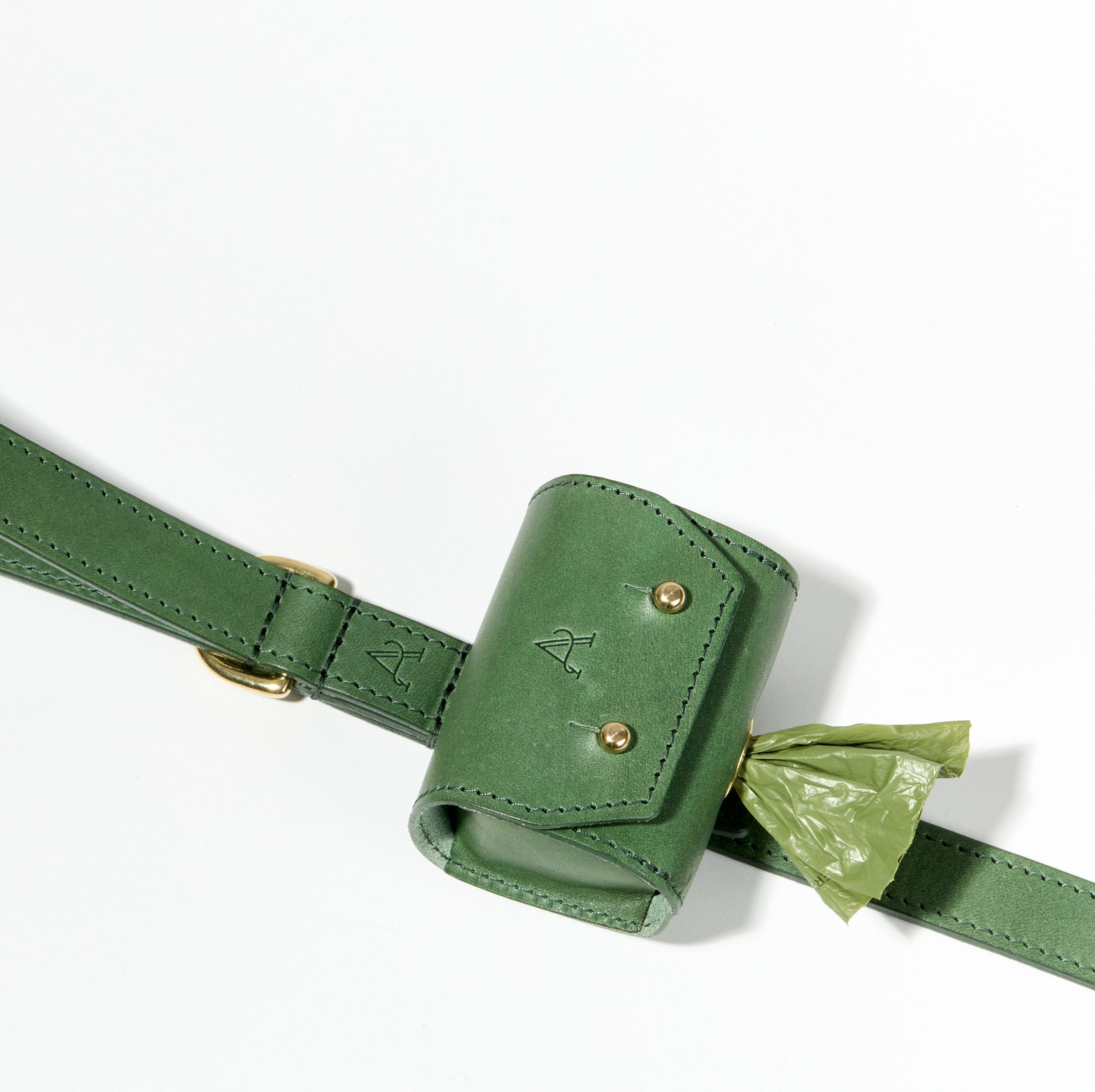 Leather Dog Poo Bag Holder – Green